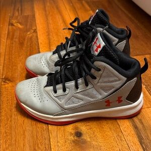 Under Armour Kids' Gray and Red High-Top Sneakers